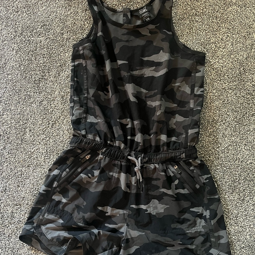 Athleta Kids Camo Romper - Black and Gray